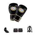 Pack Boxing/Kickboxing Wolon 1990 Pro ( Gant De Boxe Wolon 1990 Noir + Protege dents + Bandes Fafa 3.5m + Corde a sauter )