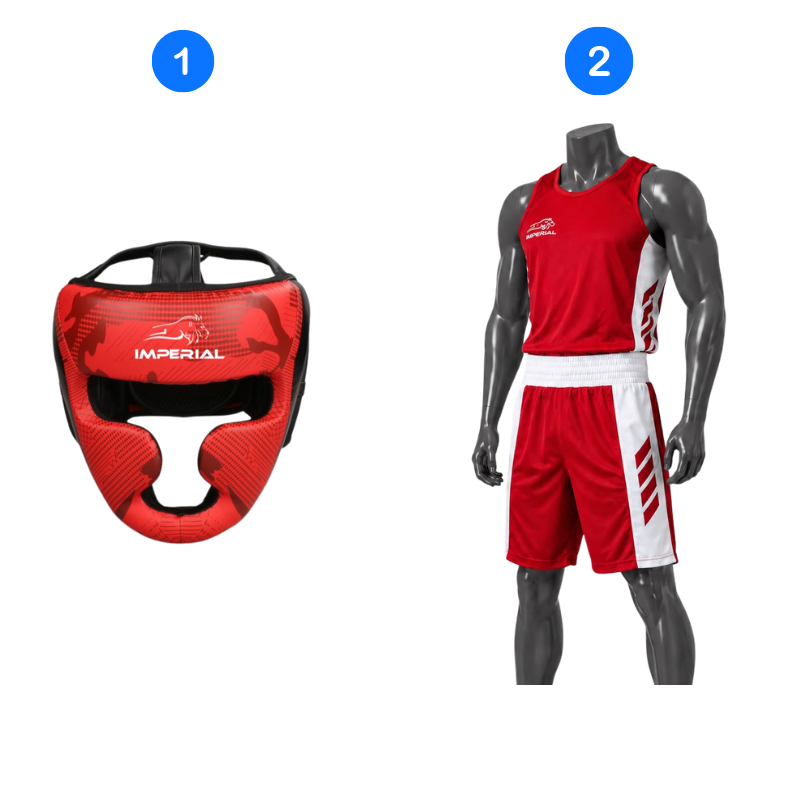 Pack Boxe Complet Imperial – Casque de Protection + Tenue de Combat (Short + Maillot)